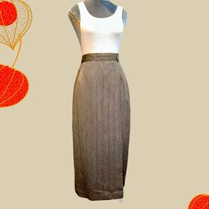 Lloyd vintage business professional herringbone long straight midi skirt